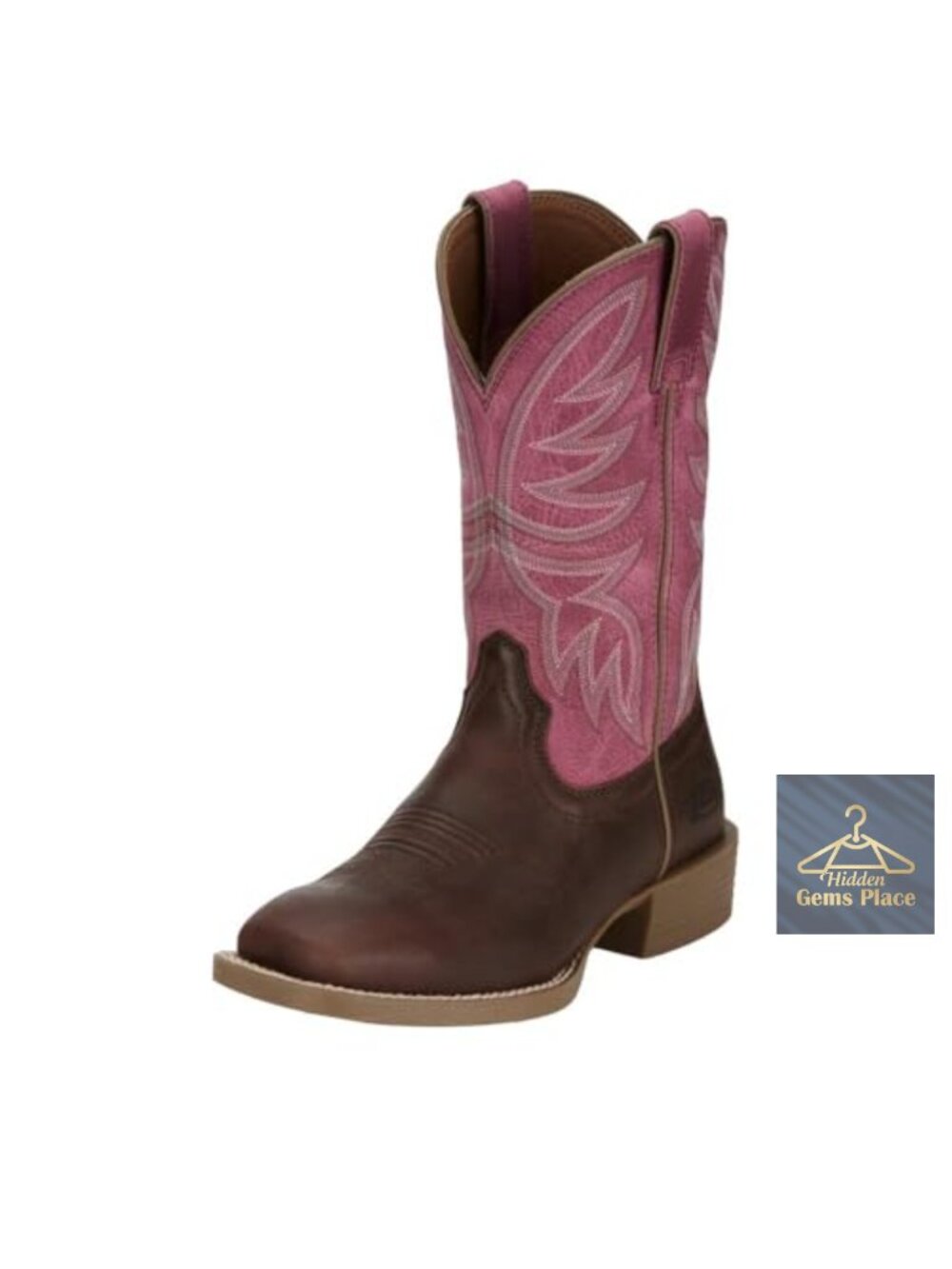 Cowgirl Boots Mid-Calf Square Toe Pull-On Leather Equestrian Style